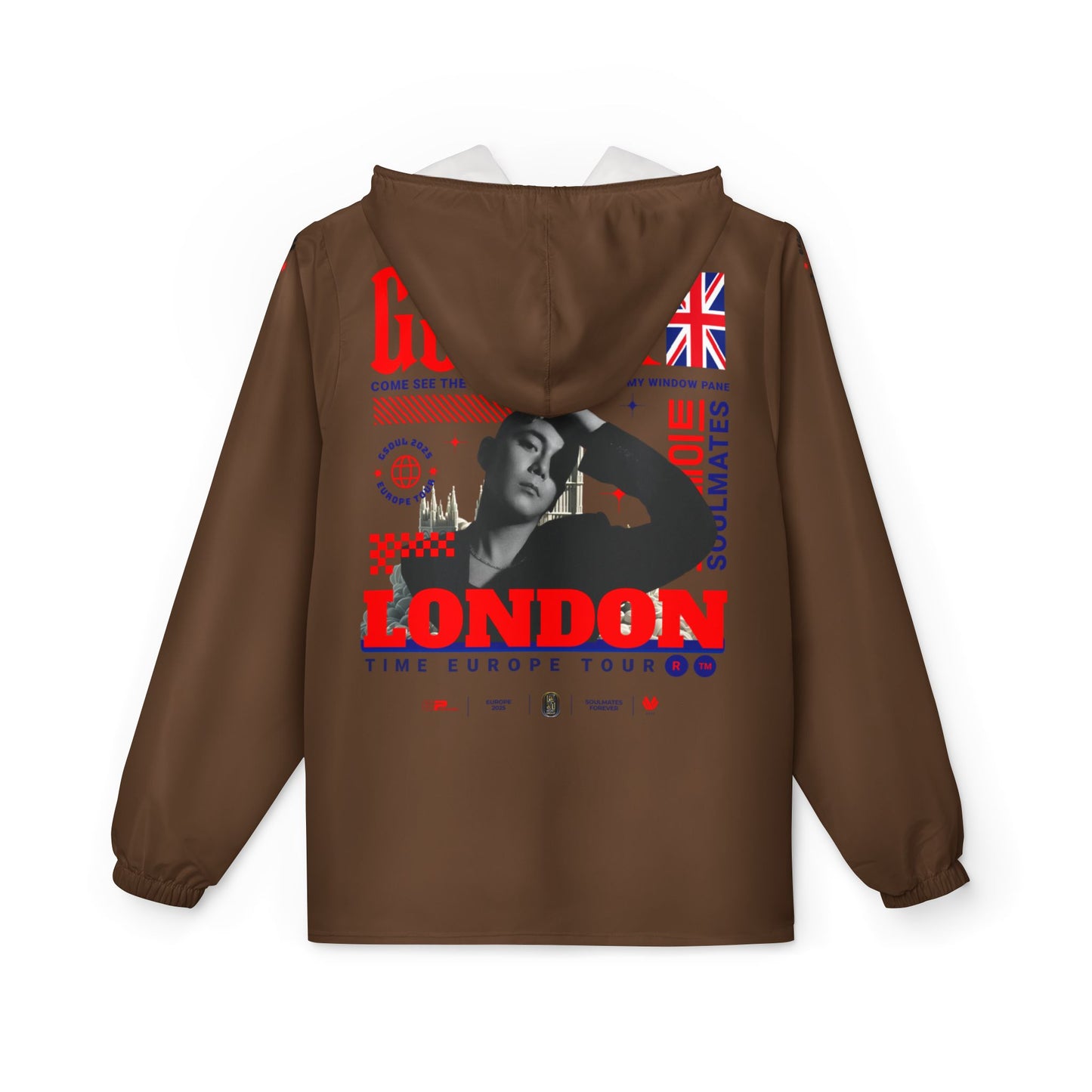 Custom London Time Espresso Windbreaker Jacket
