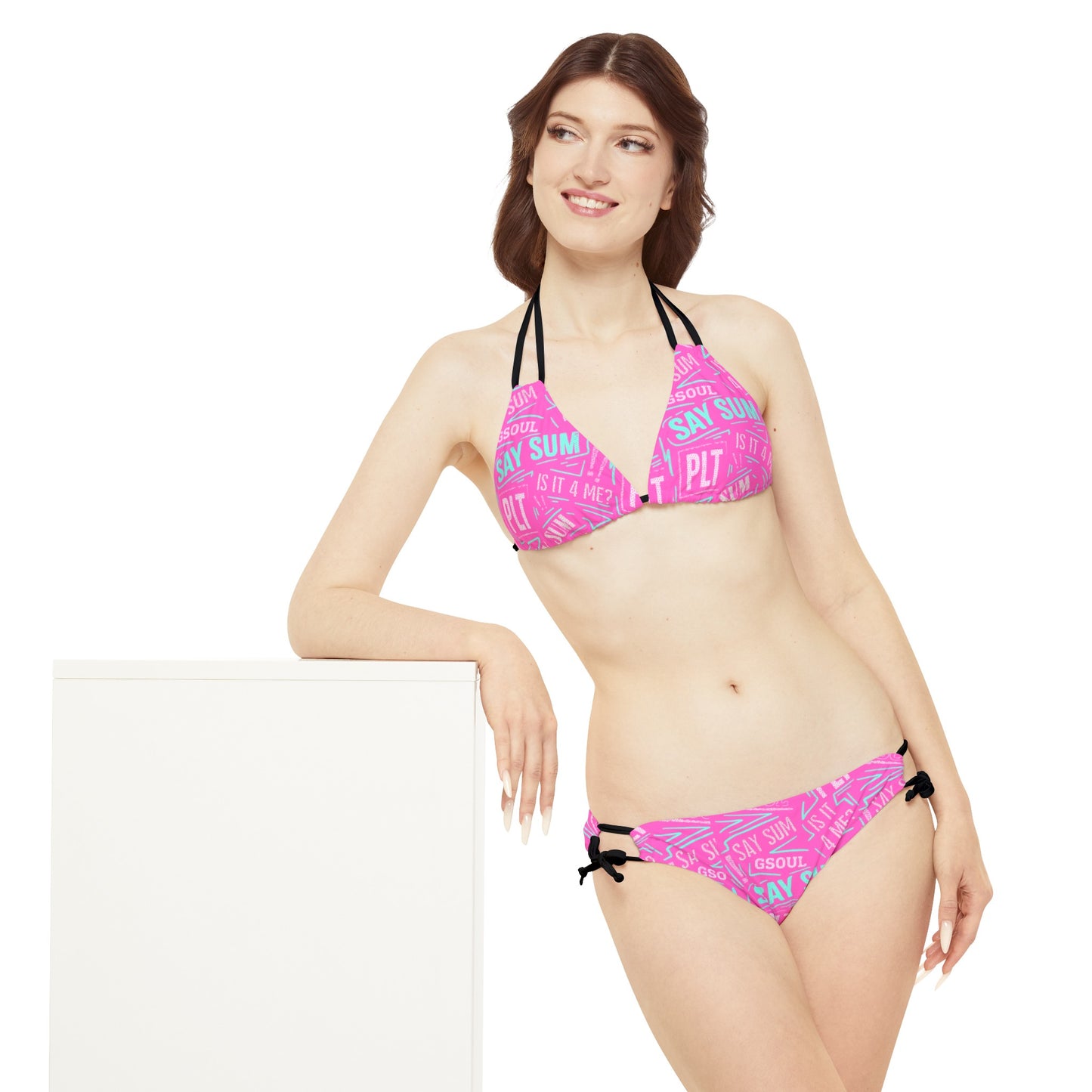 PLT "SAY SUM" Pink/Lt. Blue Strappy Bikini Set