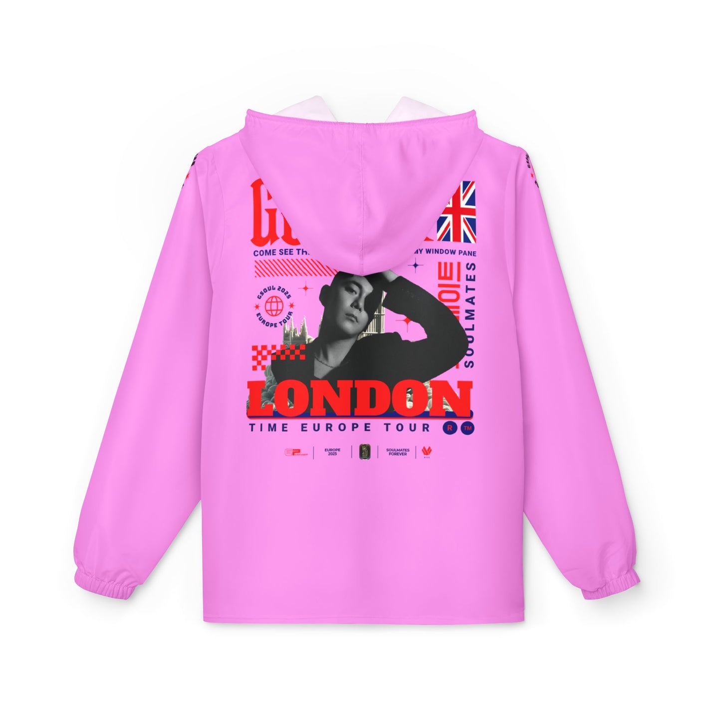 Custom London Time Pink Windbreaker Jacket