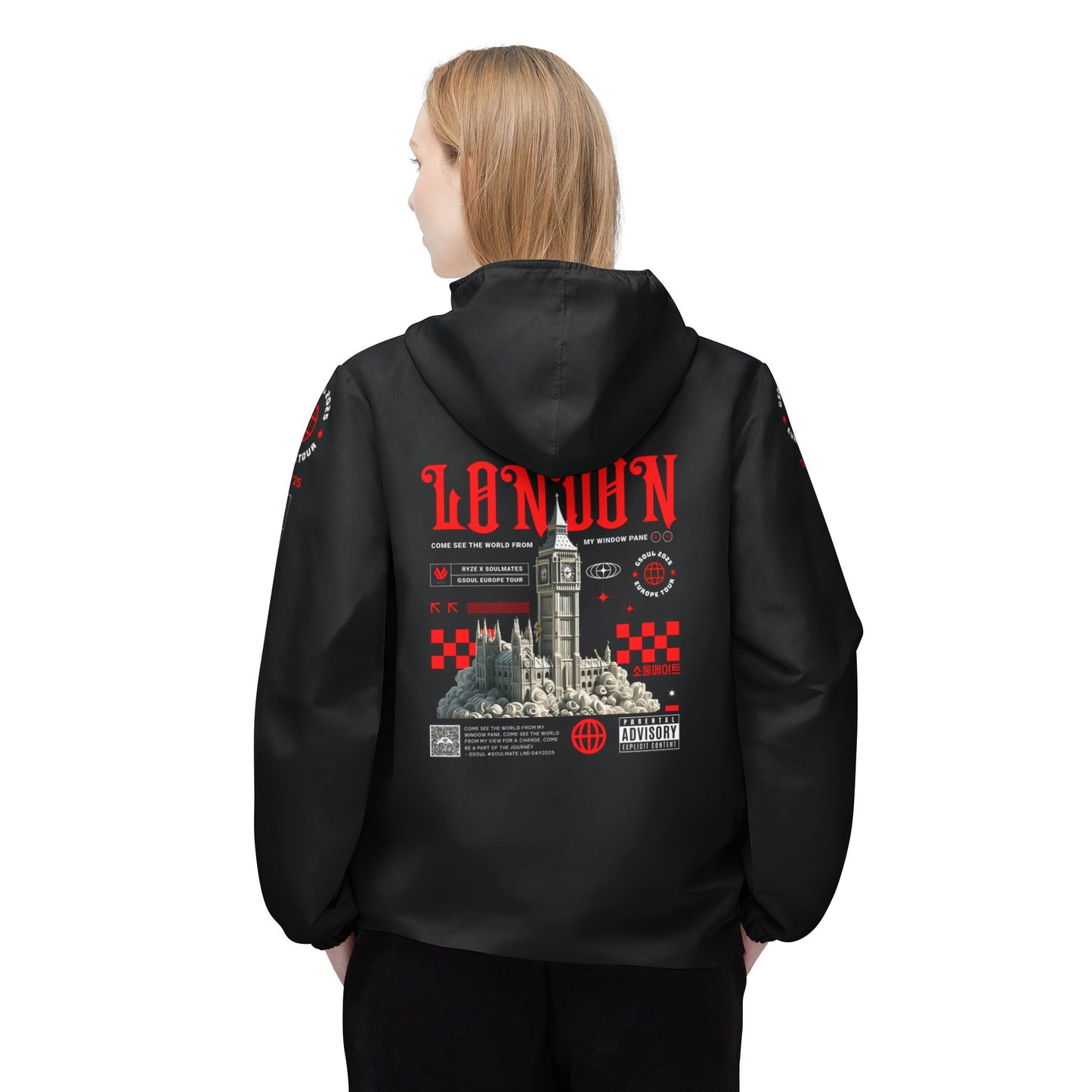 London Time Black Windbreaker Jacket