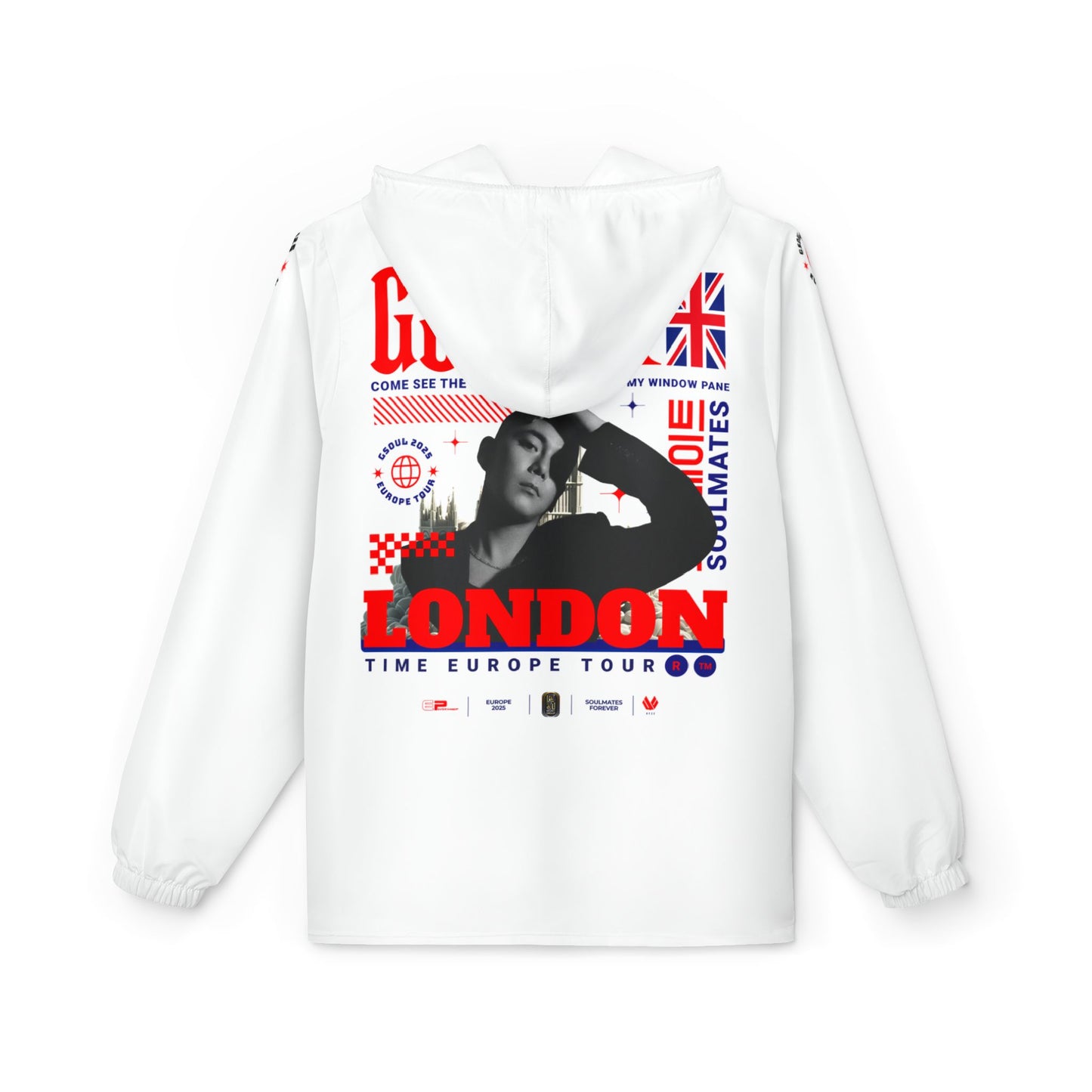 Custom London Time White Windbreaker Jacket