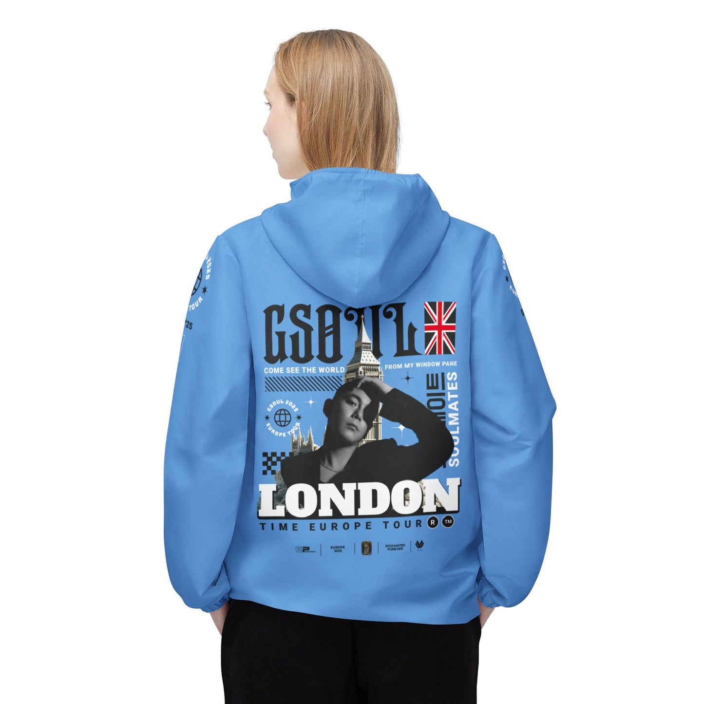 London Time Powder Blue Windbreaker Jacket