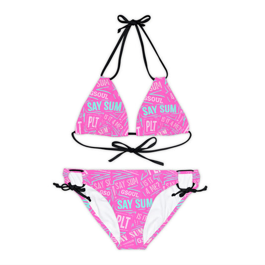 PLT "SAY SUM" Pink/Lt. Blue Strappy Bikini Set