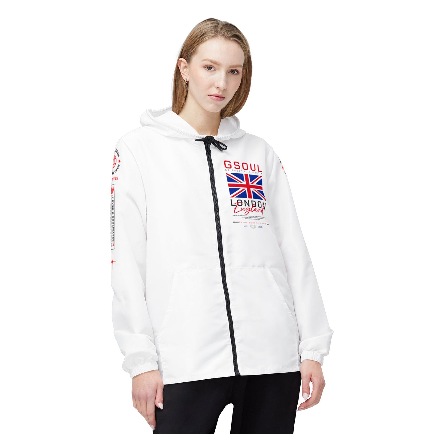 London Time White Windbreaker Jacket