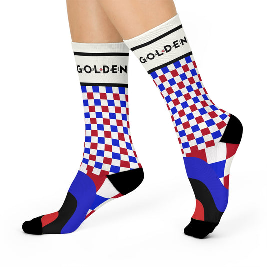 R.Blue/White/Red Cushioned Crew Socks