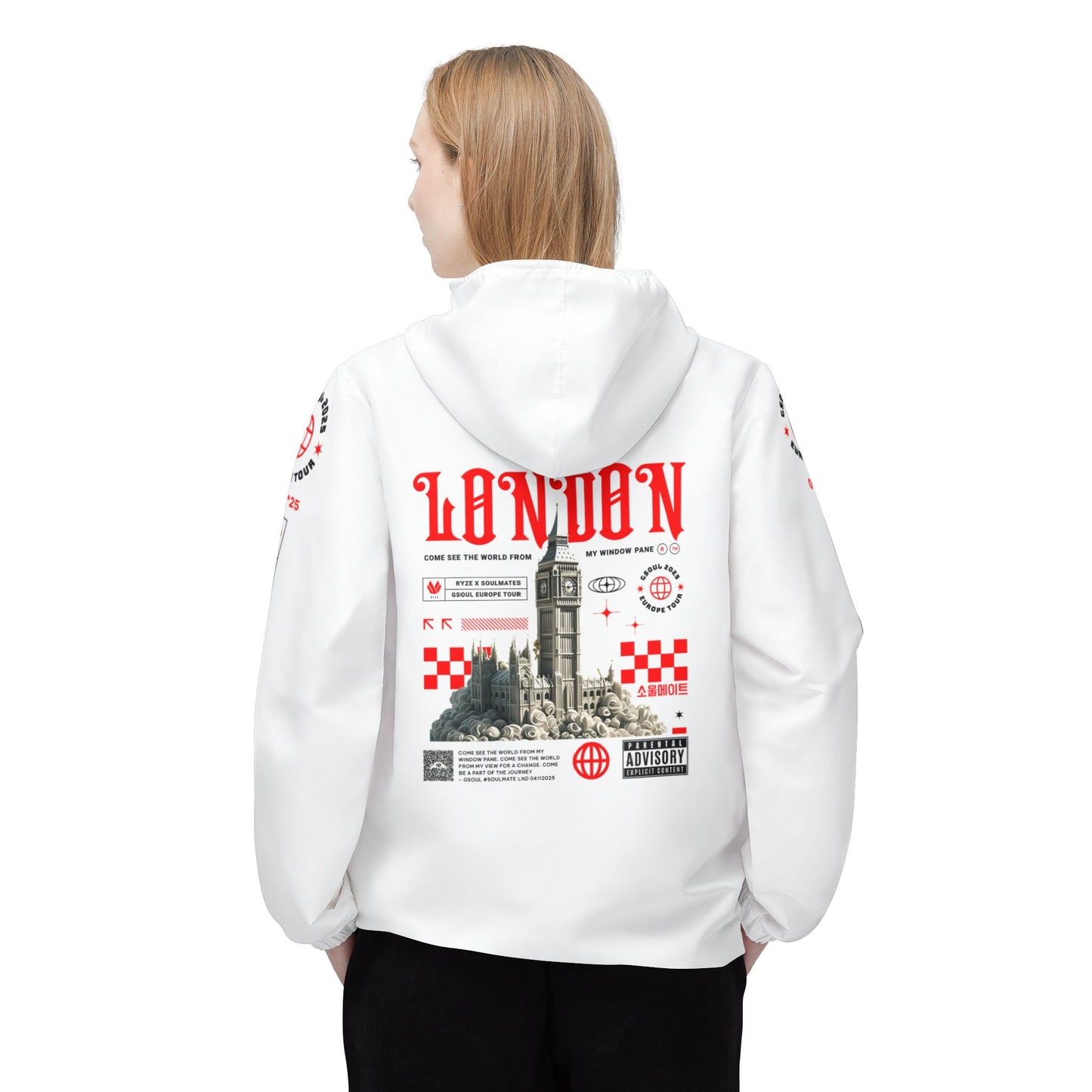 London Time White Windbreaker Jacket