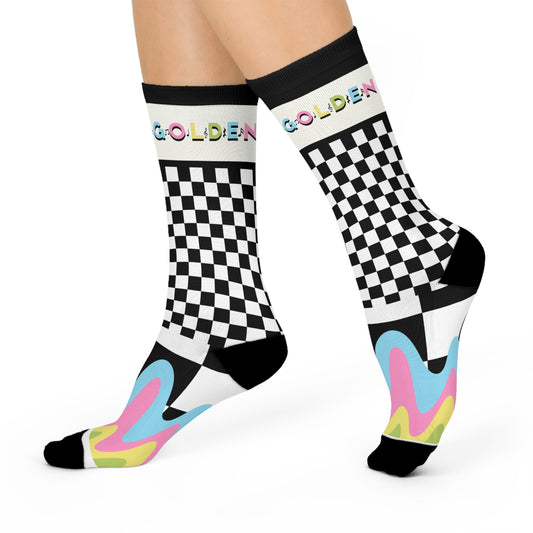 Golden X MOJO  Music Black/White Cushioned Crew Socks